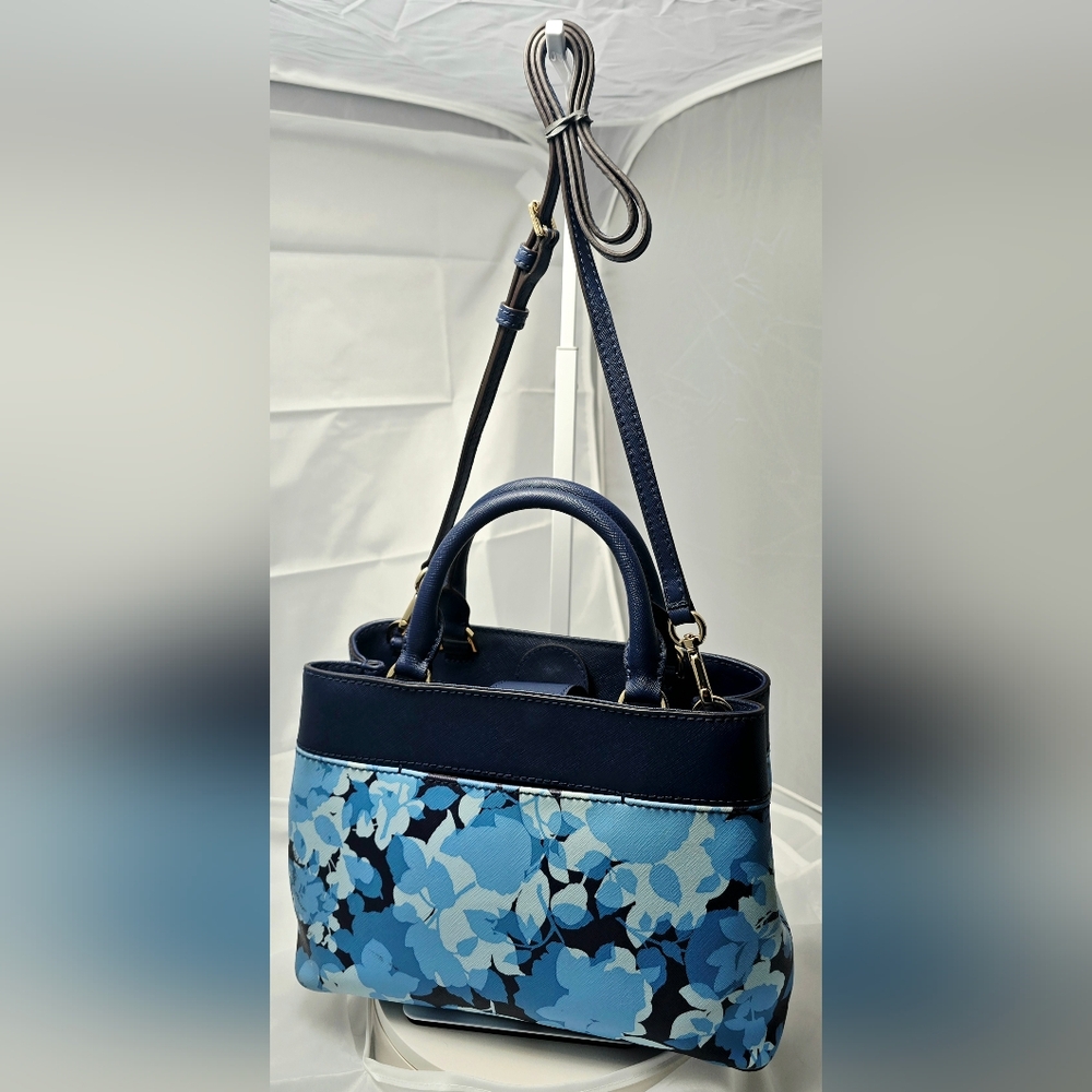 Michael Kors Hailee XS Crossbody Satchel in Navy Floral with Gold-tone Hardware - Picture 5 of 16